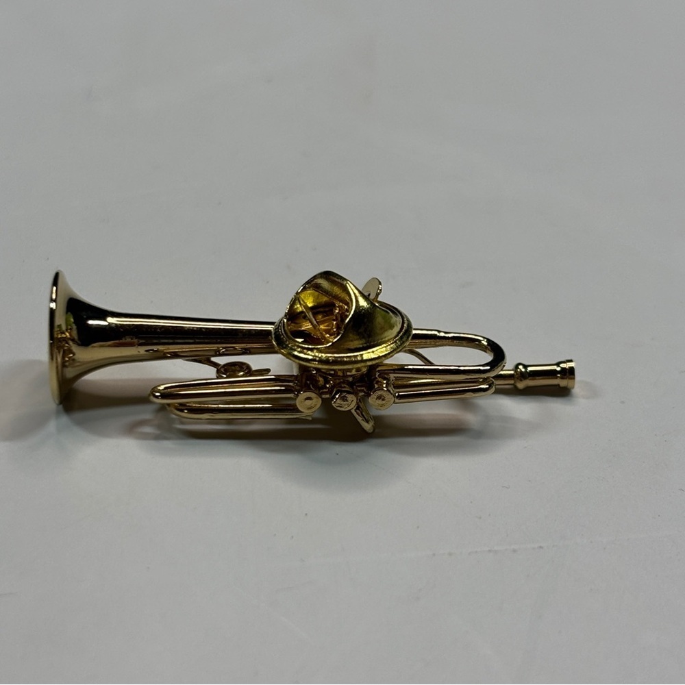 Vintage BAND Trumpet Tie Tack Pin Men Costume Jewelry in Display Box - Picture 5 of 11